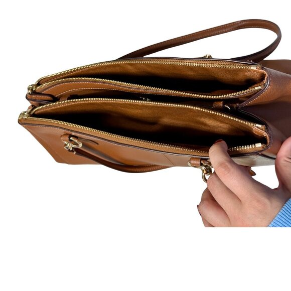 ๐ค COACH Crossgrain Leather Satchel - Saddle Brown ๐ค - Picture 5 of 9